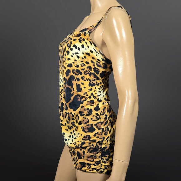 Y2K Leopard Top Sleeveless Long Tank Size L Indie Sleaze Emo Grunge Mcbling - Picture 4 of 8